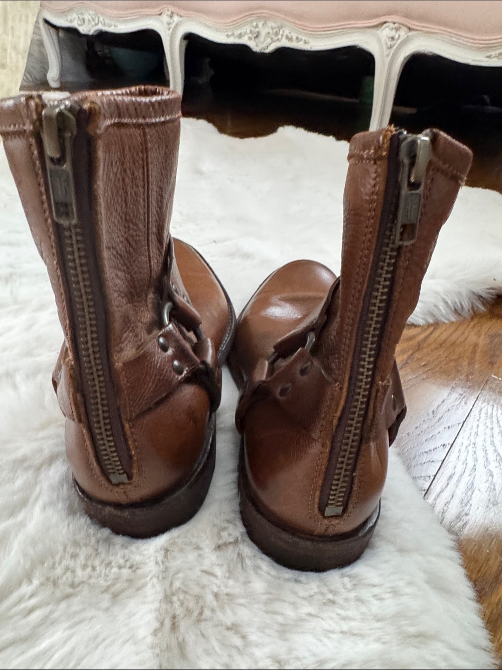Frye Brown Leather Harness Ankle Boots - Picture 10 of 11